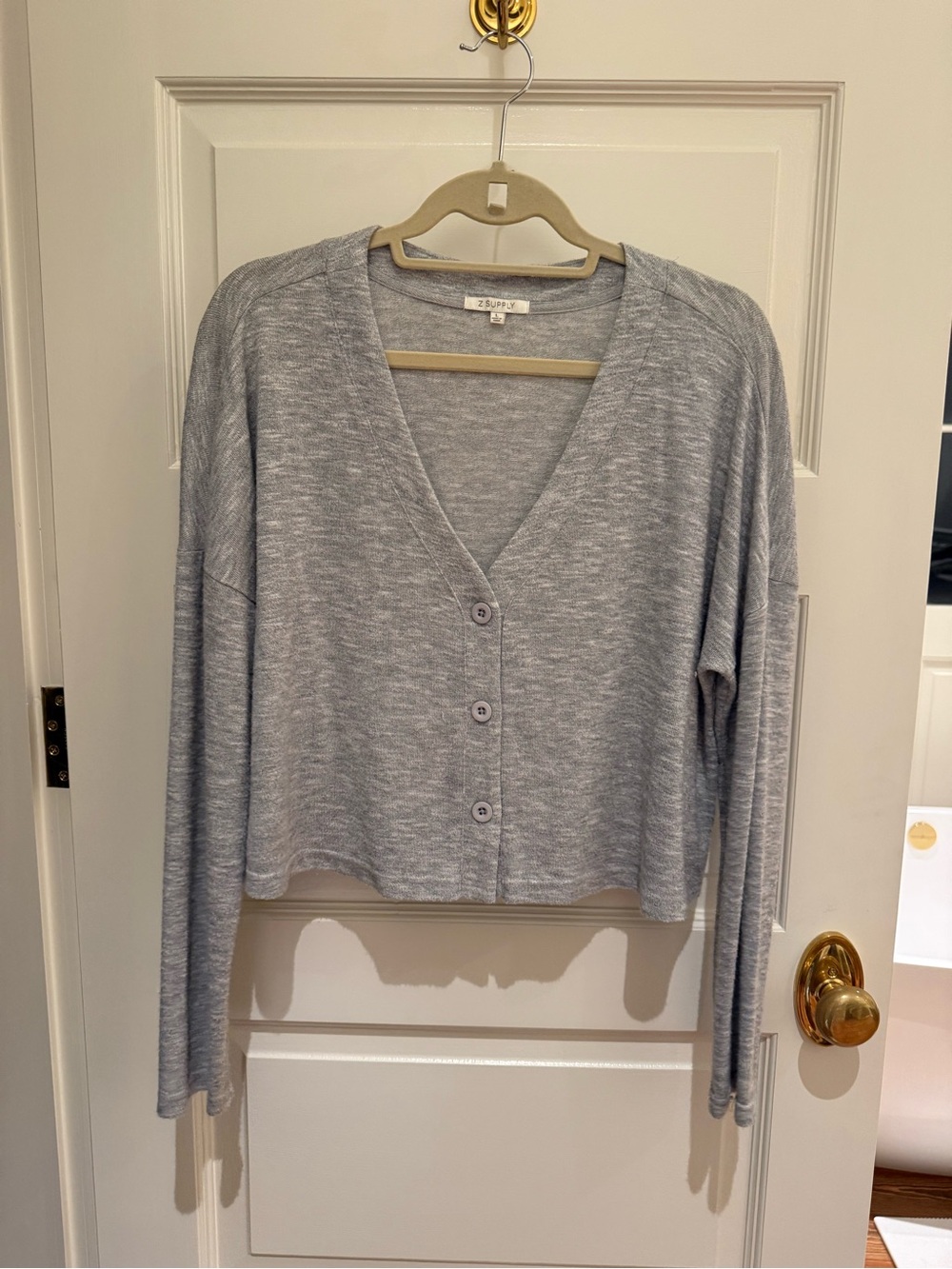 Z Supply Gray Knit V-Neck Cardigan
